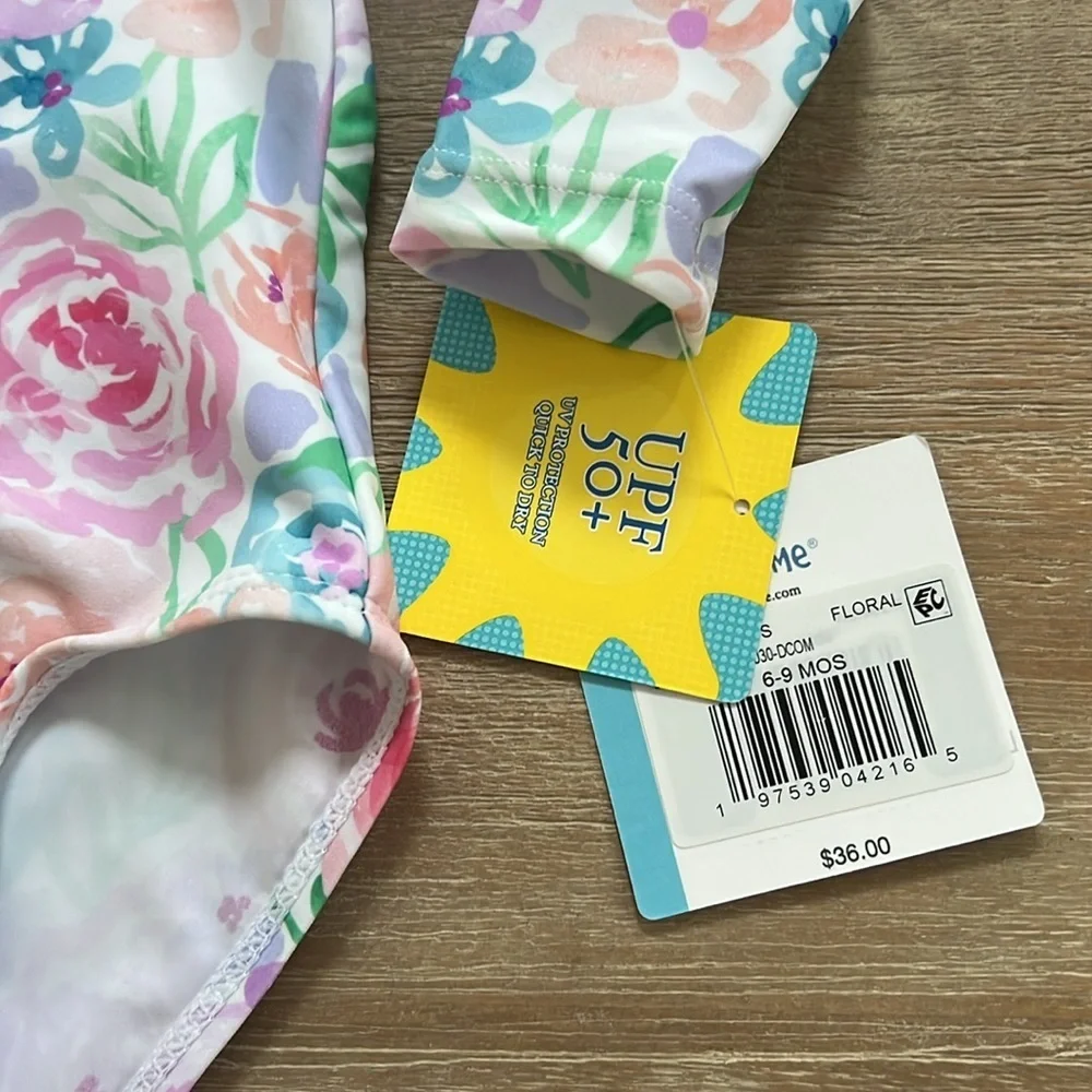 Little Me Baby Girl Rashguard Floral One Piece Swimsuit 12 months Swim